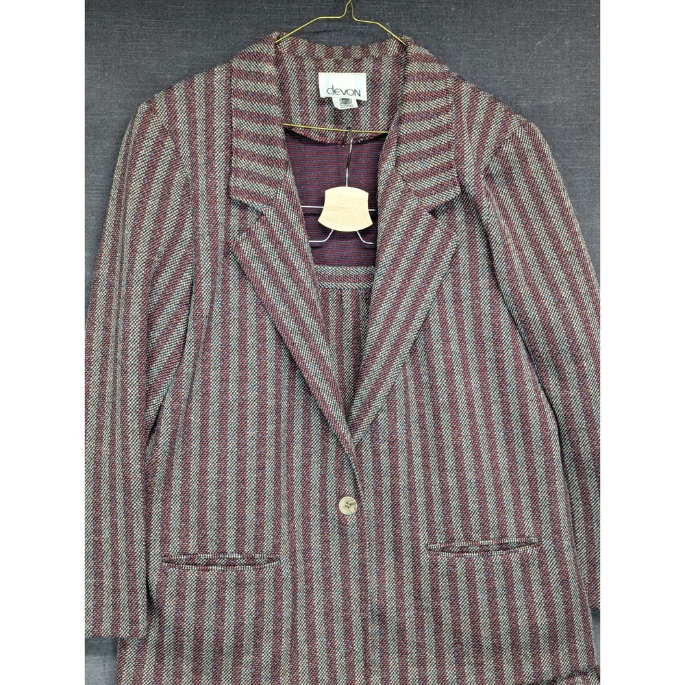 Lady Devon Vintage Skirt Suit Woven Striped Granny Suit Secretary 30" Waist